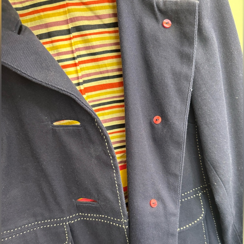 Boden Blazer Womens 12 Regular Cotton w/ Poly Lining Navy Blue Oversize Buttons - Picture 4 of 10